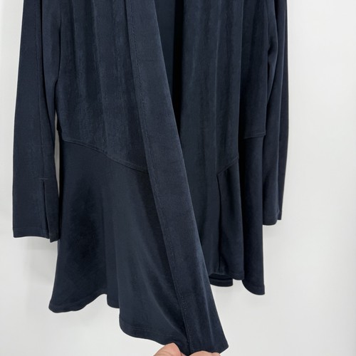Chico's Travelers Blue Jacket Cardigan Size 1 (M) Slinky Open Collared Womens - Picture 6 of 11