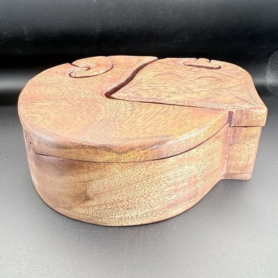 Puzzle Box Sleeping Cat Keepsake Wood Matr Boomie Indian Hand Carved Rosewood