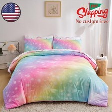 Rainbow Girls Full Comforter Set with Sheets, 7 Pieces Full Bed in a Bag