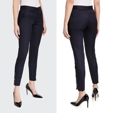 Stella McCartney Navy Blue Slim Tapered Leg Trouser Ankle Zipper Detail IT42 US6