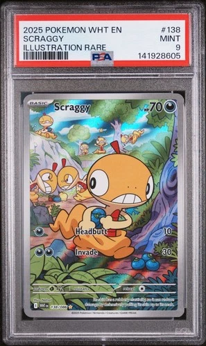 Pokemon Scraggy White Flare Illustration Rare #138 PSA 9 Mint