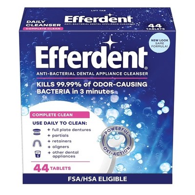 Effervescent 5-in-1 Denture Cleaner Tablets - 44 Count for Ultimate Freshness