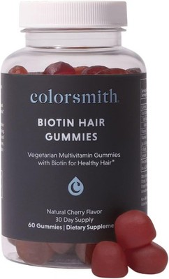 Biotin Hair Gummies,Multivitamin,Cherry Flavor,60 Count,30 Day Supply