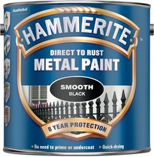 2.5l Black Smooth Hammerite Direct To Metal Exterior Paint For Wood & Metal