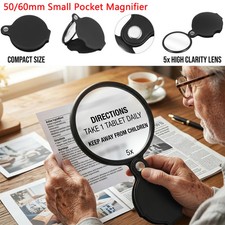 5X Magnifying Glass Loupe 50/60mm Small Portable Magnifier Folding Magnify Glass