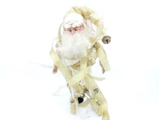 Mark Roberts Gold Ribbon Santa Figure Collectible Christmas Decor Bells & Lace