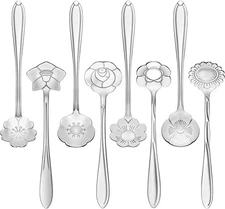 Chengu 8 Pieces Flower Coffee Tea Spoons Stainless Steel Sugar Silver 