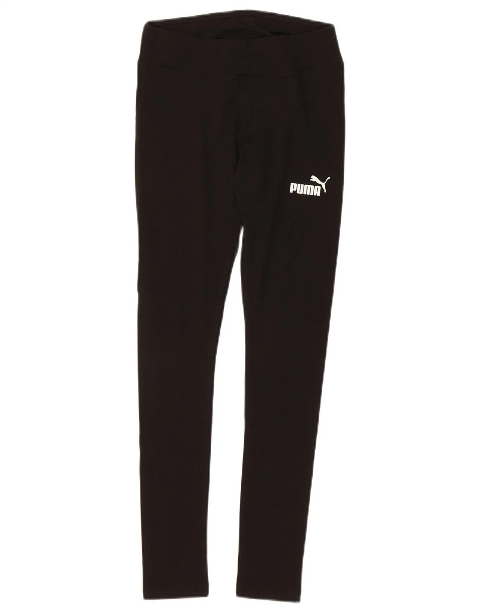 PUMA Womens Tight Fit Graphic Leggings UK 4 XS Black Cotton CB04