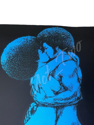 Poster Vintage Afro Love Houston Blacklight Capelli Psichedelici Originale 21,25”x34” - Foto 5 di 6