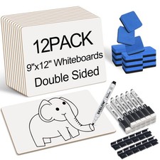 12 Pack 9x12 Inch Small White Board Personal Dry Erase DoubleSided Lapboard