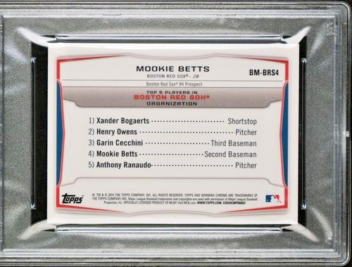 2014 Bowman Chrome Mini Prospect Rookie Refractor #BM-BRS4 Mookie Betts RC PSA 9 view 5