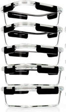 5 PCS Containers with Airtight Lids Glass Food Storage Containers Box Containers