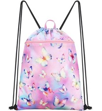 Drawstring Backpack for Kids - Girls Waterproof Swim Bag for Beach Girls Danc...