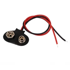 15cm Wire Black Faux Leather 9V Block Battery Clips Buckles DIY Connector