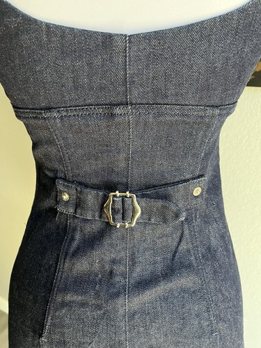Y2K Auth PRADA Bustier Top Denim Blue Jean Tank Dress 38 XS Italy RIRI ZIPPER - Foto 12 di 19