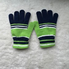 Seattle Seahawks Striped Gloves Green Blue White Knit Winter Gloves
