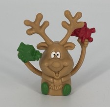 VINTAGE RUSS Xmas Christmas Holiday Rubber Finger Puppet Smiling Jolly Reindeer
