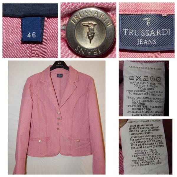 Women Trussardi Blazer Pink Cotton 40 / L