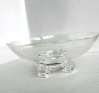 Steuben Signed Art Glass Footed Bowl 8in Clear Centerpiece Vintage MCM USA