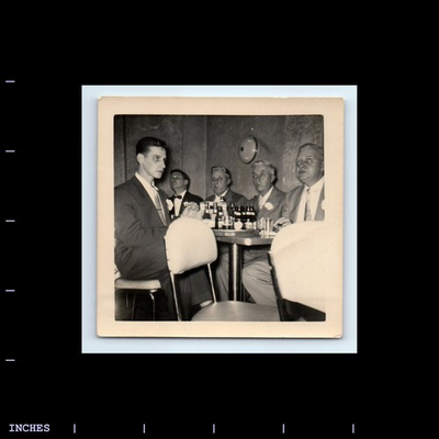 #ad Old Square Photo MEN SITTING AROUND TABLE DRINKING BEER $8.00