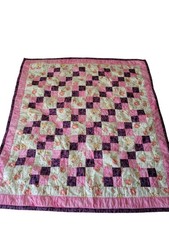 hand baby quilt Garden Fairy Pink Purple