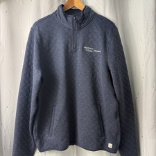 NWT Marine Layer Men's Corbet Quilted Pullover Fleece Logo Navy Heather L
