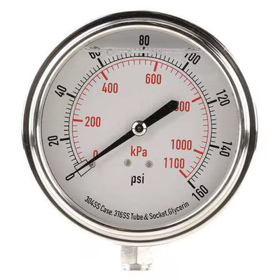 #ad Commercial Pressure Gauge 0 To 160 Psi 3 1 2 In Dial 1 4 In Npt Bottom $29.39