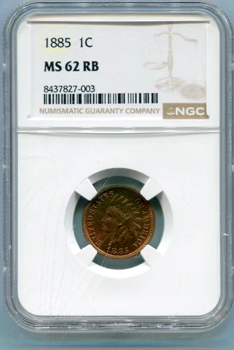 US Indian Cent 1885 NGC MS 62 RB   lotmar4653
