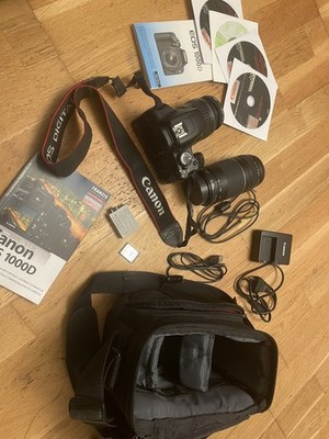 Spiegelreflexkamera - Canon EOS 1000D mit Zubehör und Tasche