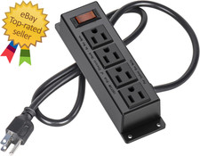 Wall Mount Power Outlet Strip, 4 Outlet Mountable Power Strip with Switch, 3Ft C