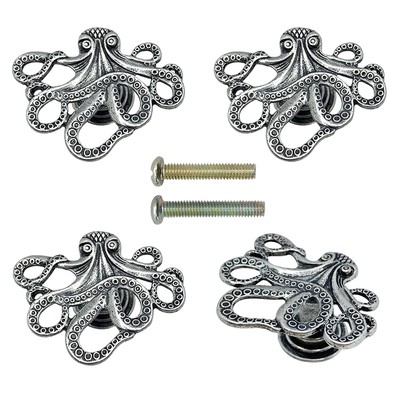 4 Pcs Octopus Drawer Knobs Unique Decorative Pulls for Cupboards & Wardrobes