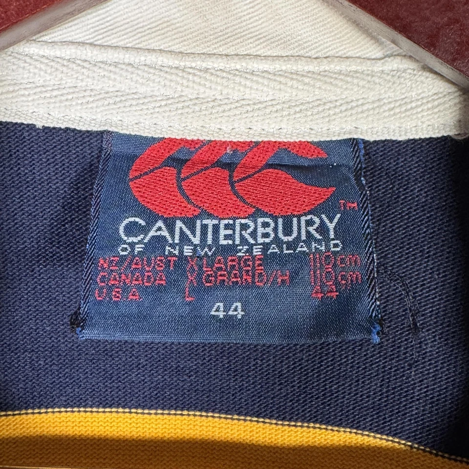 Кентербери Новая Зеландия регби рубашка мужская L (подходит S) темно-желтая полоса длинным рукавом - Изображение 3 из 4