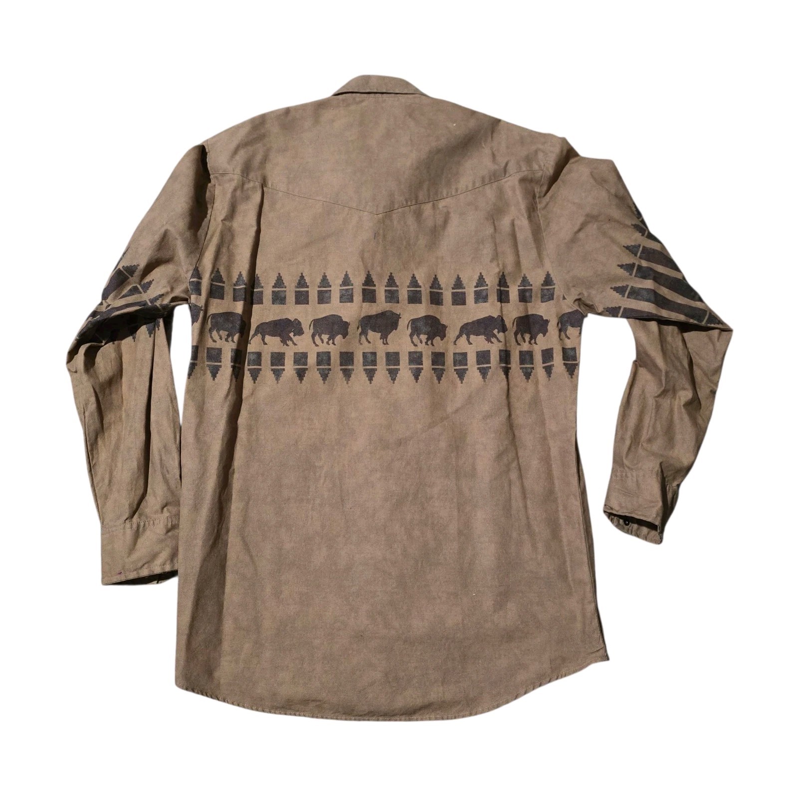 Roper Buffalo Pattern Snap Button Button Up Cowbo… - image 2