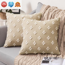 MIULEE Set of 2 Decorative Throw Pillow Covers Rhombic Jacquard Pillowcase...