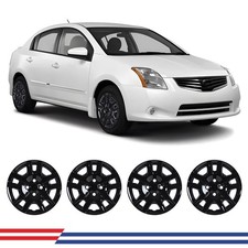 16 Hubcaps Set Of 4 Black Lacquer For Nissan Sentra 2007-2012 Steel Wheels