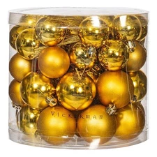 Vickerman 1.5"-2" Plastic Ball Ornaments in Shiny/Matte Gold (Set of 50)