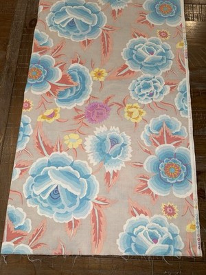 Almost 1 Yd Kaffe Fassett SHAWL Leaves GP-106 Turquoise Coral Rowan Fabric RARE