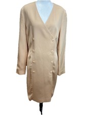VTG Ann Taylor Double Breasted Blazer Dress Champagne Size 8-90s Minimalist