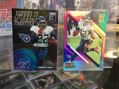 2021 Elite DERRICK HENRY PINK #4 + Full Throttle PINK (2) Card Titans 