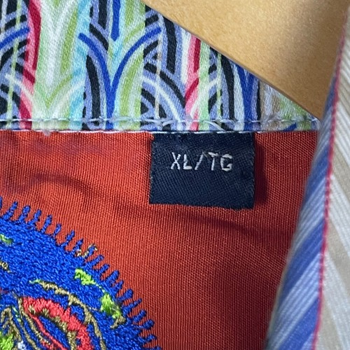 Robert Graham XL Button Down Hemd - Grün Blau Chevron Streifen Flip Cuff Baumwolle - Bild 9 von 11
