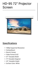 ZERO EDGE HD-95 3D READY PROJECTOR SCREEN DIAMOND CUT - NEW SEALED