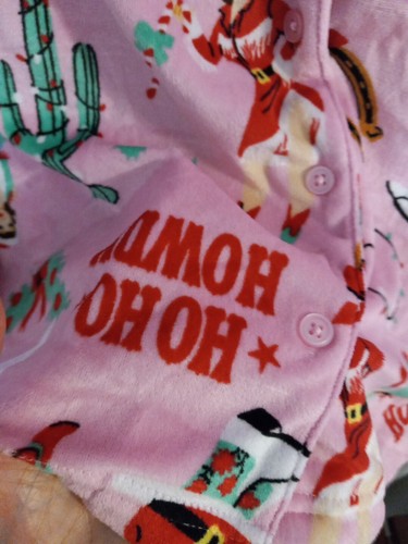 Pink Western Christmas 2X Pajamas Cowgirl Cactus Boots Pockets Soft Cowboy Warm - Picture 5 of 9