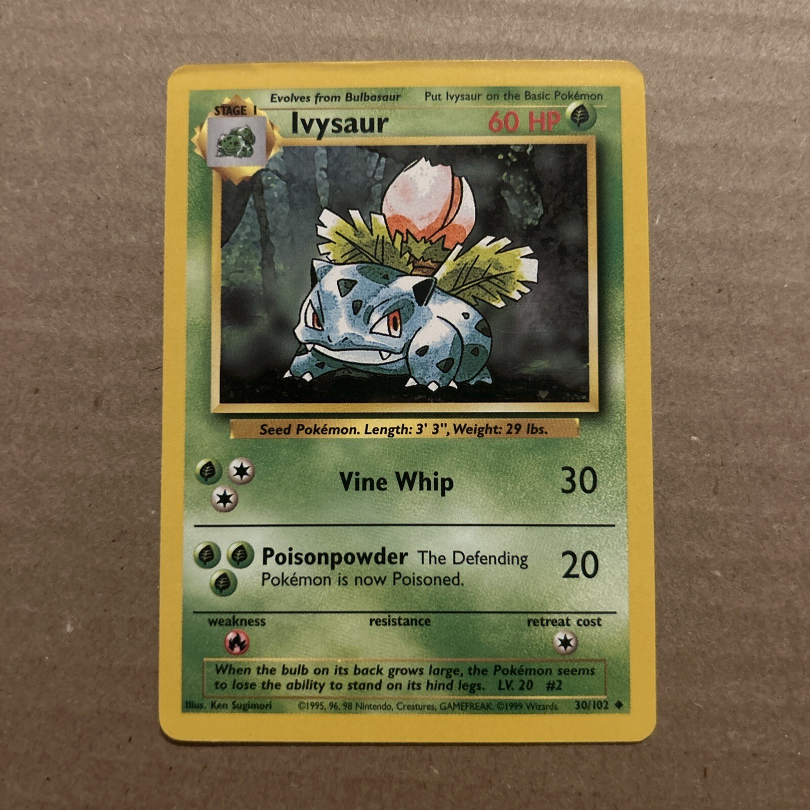 Ivysaur Base Set 1999 30/102 Pokémon TCG Uncommon LP Vtg