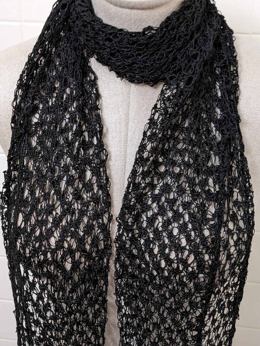 NWT TOMMY BAHAMA Black Fishnet beaded SCARF, long original