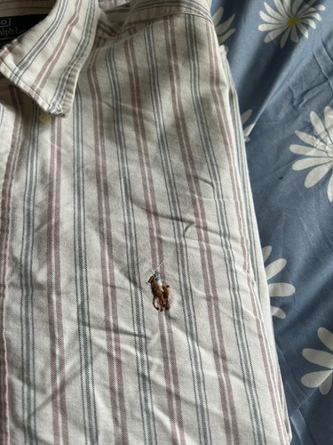 Polo Ralph Lauren Vintage Talla XL (16.5) Camisa Oxford A Rayas Para Hombre Manga Larga - Imagen 2 de 6