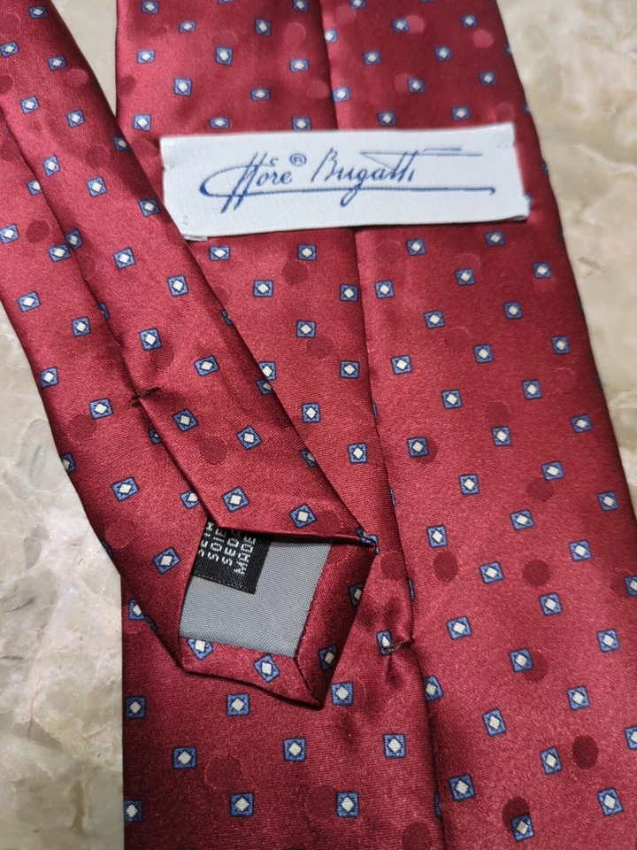 Ettore Bugatti галстук красный абстрактный 57L 4 «W 100% шелк сделано в Италии галстук РЕДКАЯ ярлык - Изображение 4 из 4