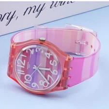 Rainbow Slim Silicone Strap for Swatch Watch 16mm 17mm 19mm Replacement Band