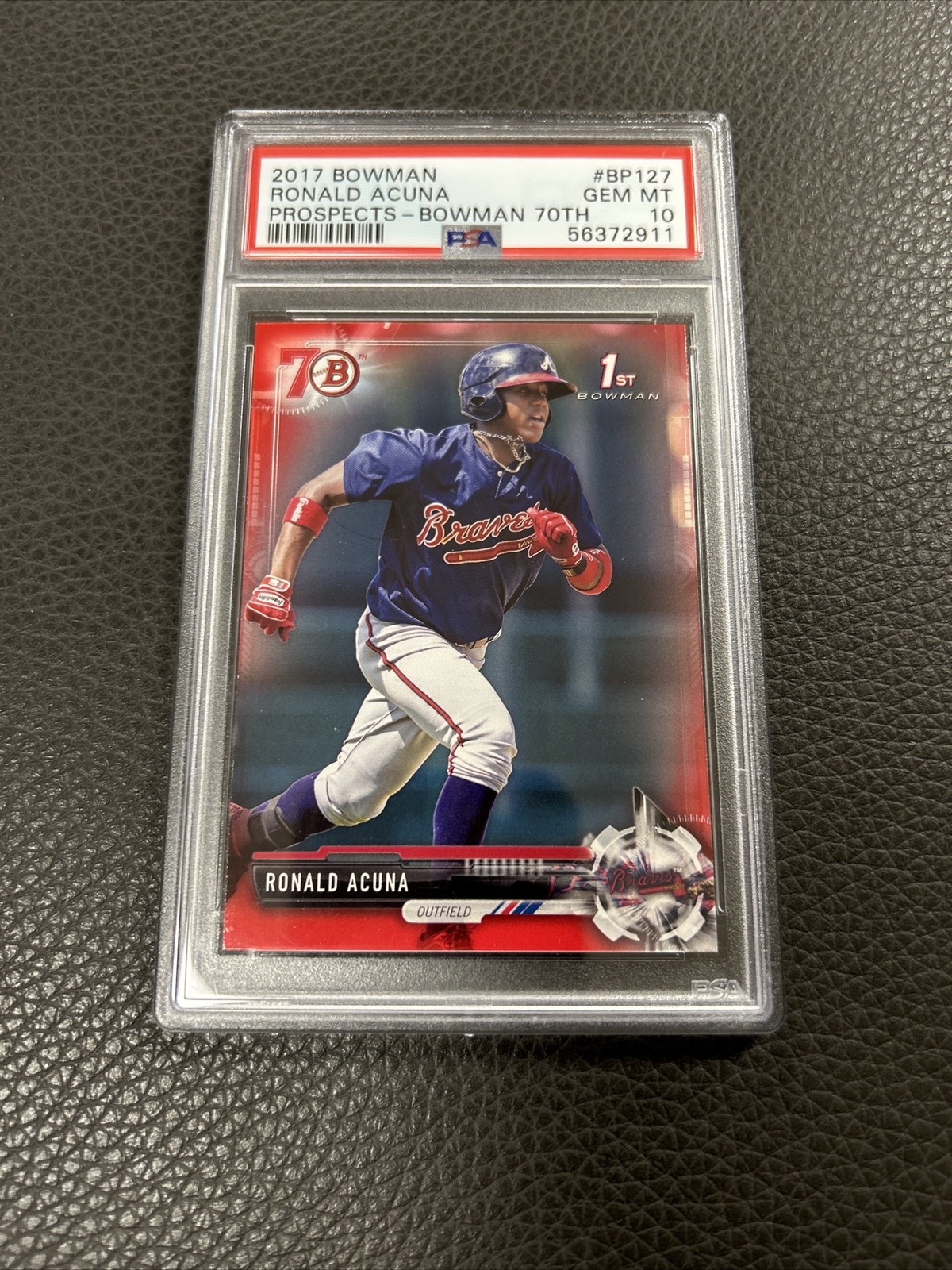 2017 Ronald Acuna Jr. 1st Bowman 70th Red Paper #BP127 PSA 10 low pop Gem mint