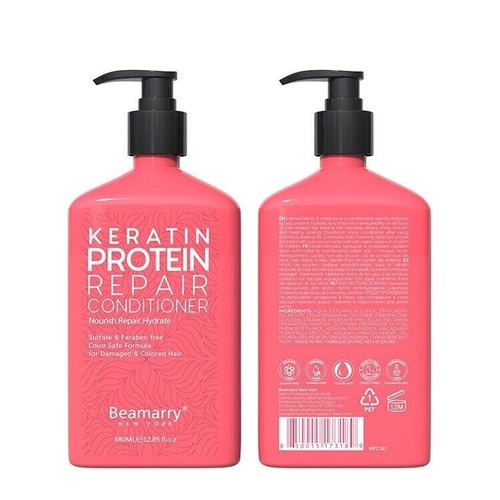 Beamarry Keratin Protein Repair Shampoo & Conditioner Duo 380m Hair repair +PUMP - Picture 5 of 13