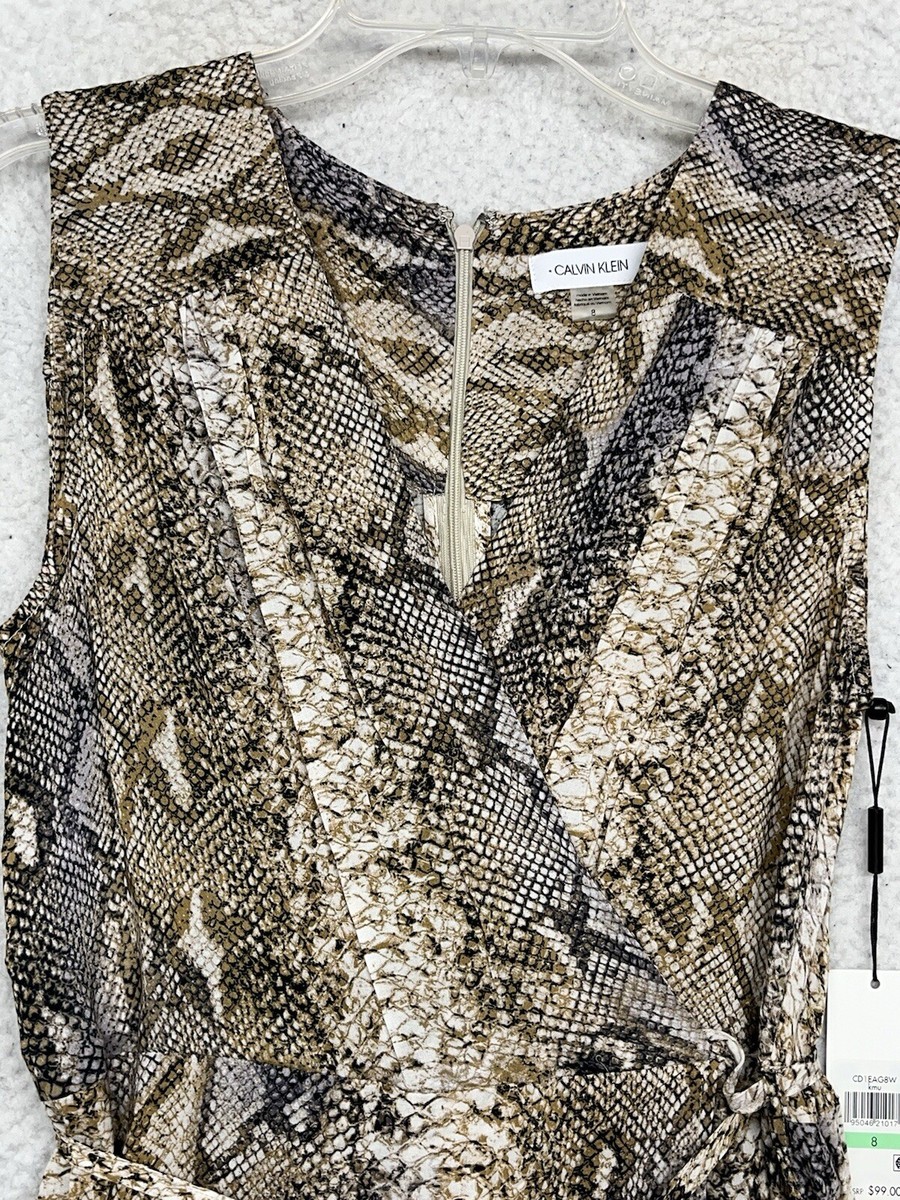 ２個セット Calvin Klein Romper Womens 8 Brown Snake Skin Sleeveless Shorts